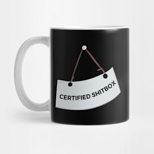 Certified Shitbox - White Label With Black Text Design Mug